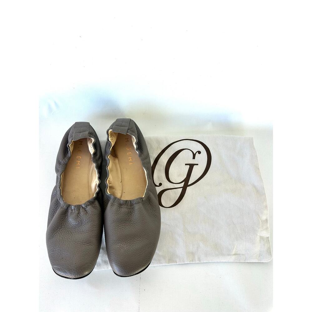M. Gemi Ballet Flats Pebbled Leather Gray Grey Taupe 38 Shoes 8 Comfortable